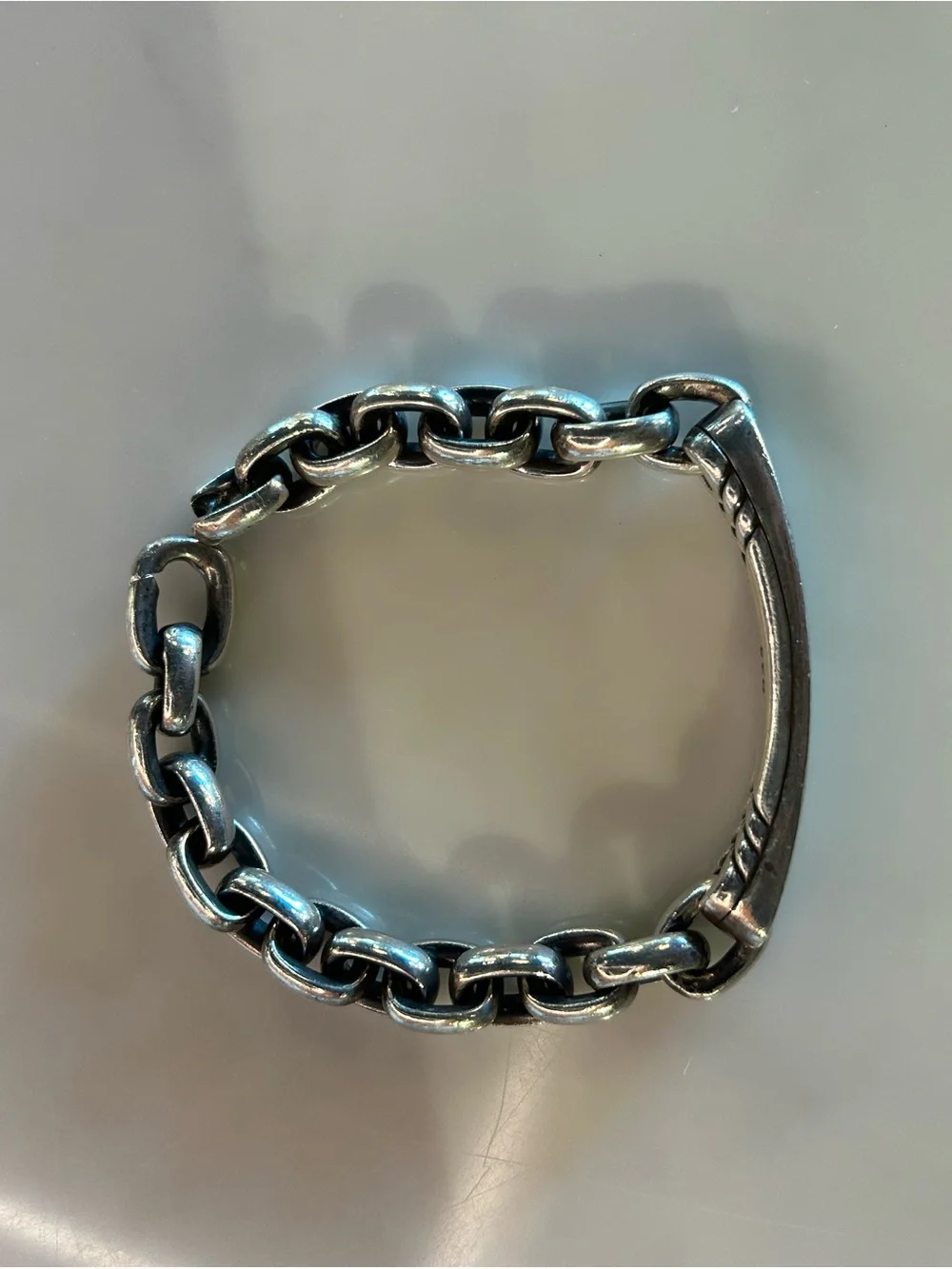 David Yurman Sterling Silver Curb Link ID Bracelet
